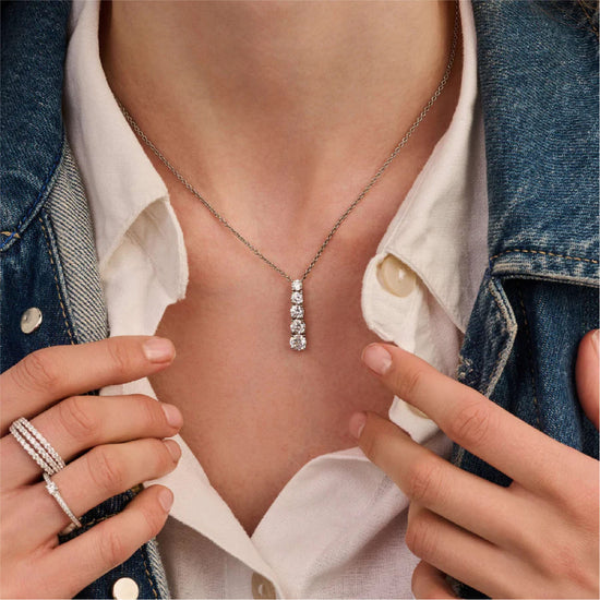 Collana TI SENTO Milano in argento pendente verticale zirconi MISURA UNICA