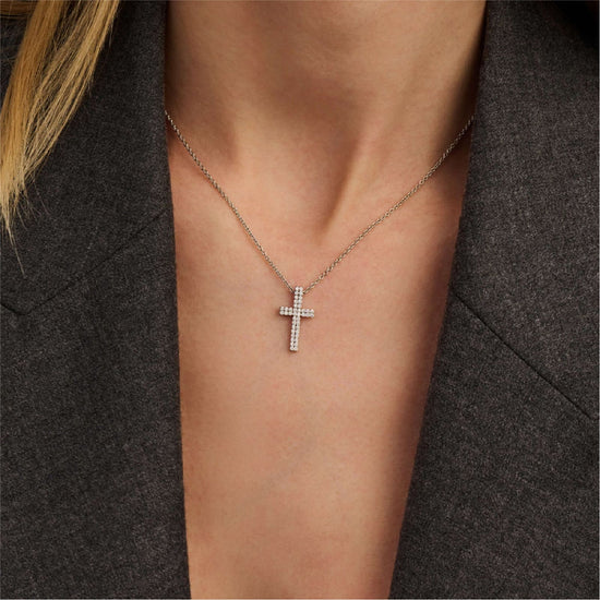 Collana TI SENTO Milano in argento con pendente croce zirconi MISURA UNICA