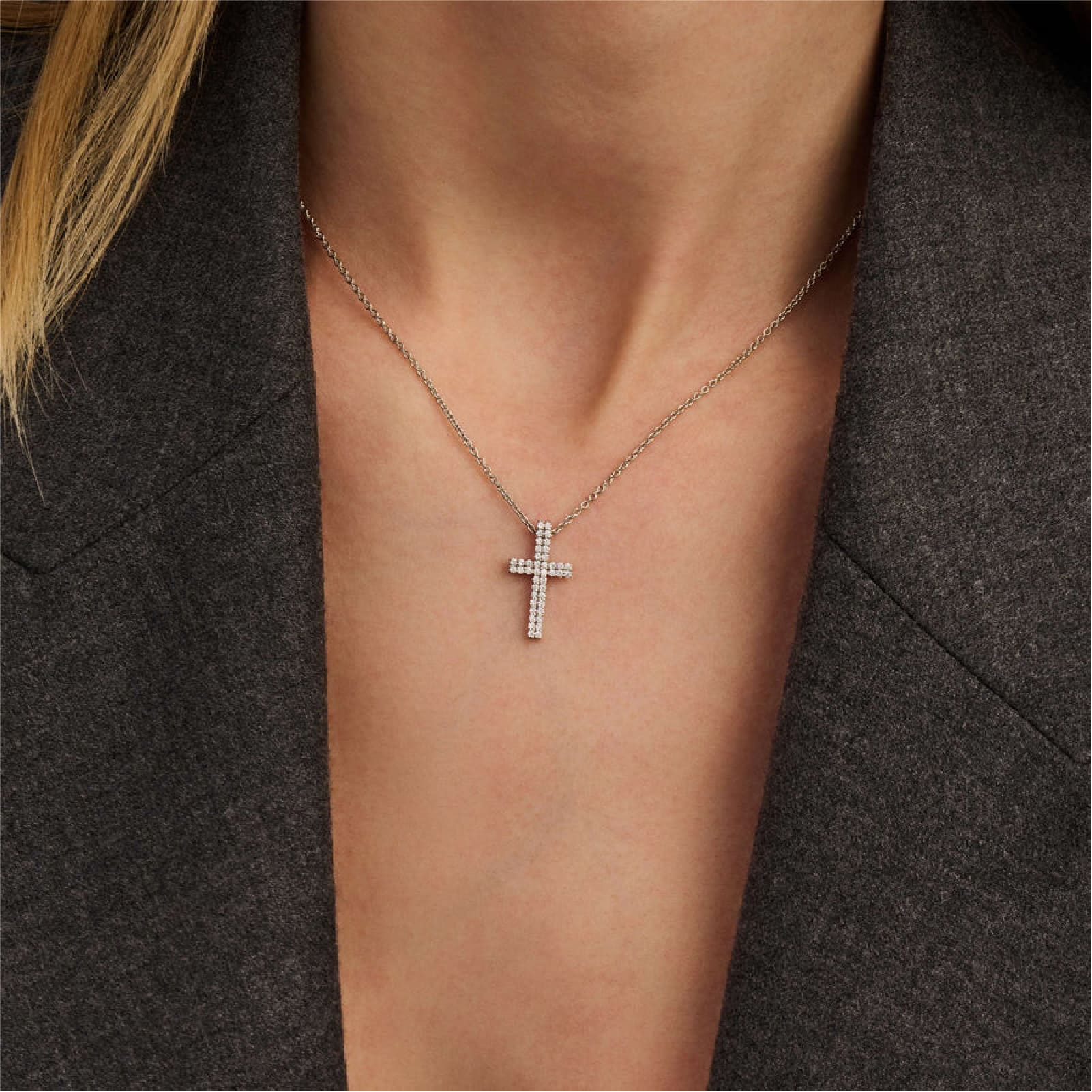 Collana TI SENTO Milano in argento con pendente croce zirconi MISURA UNICA