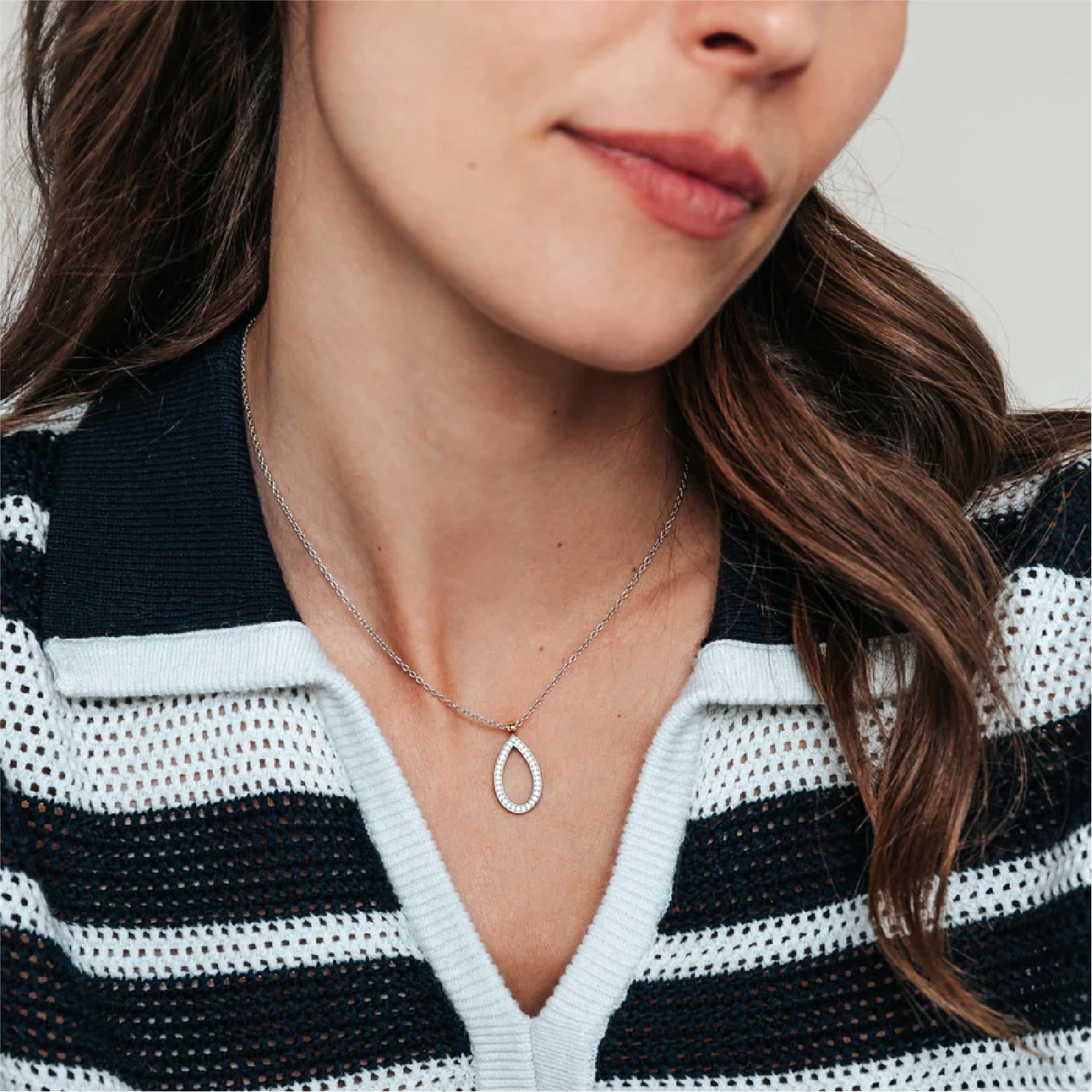 Collana TI SENTO Milano in argento con goccia di zirconi MISURA UNICA