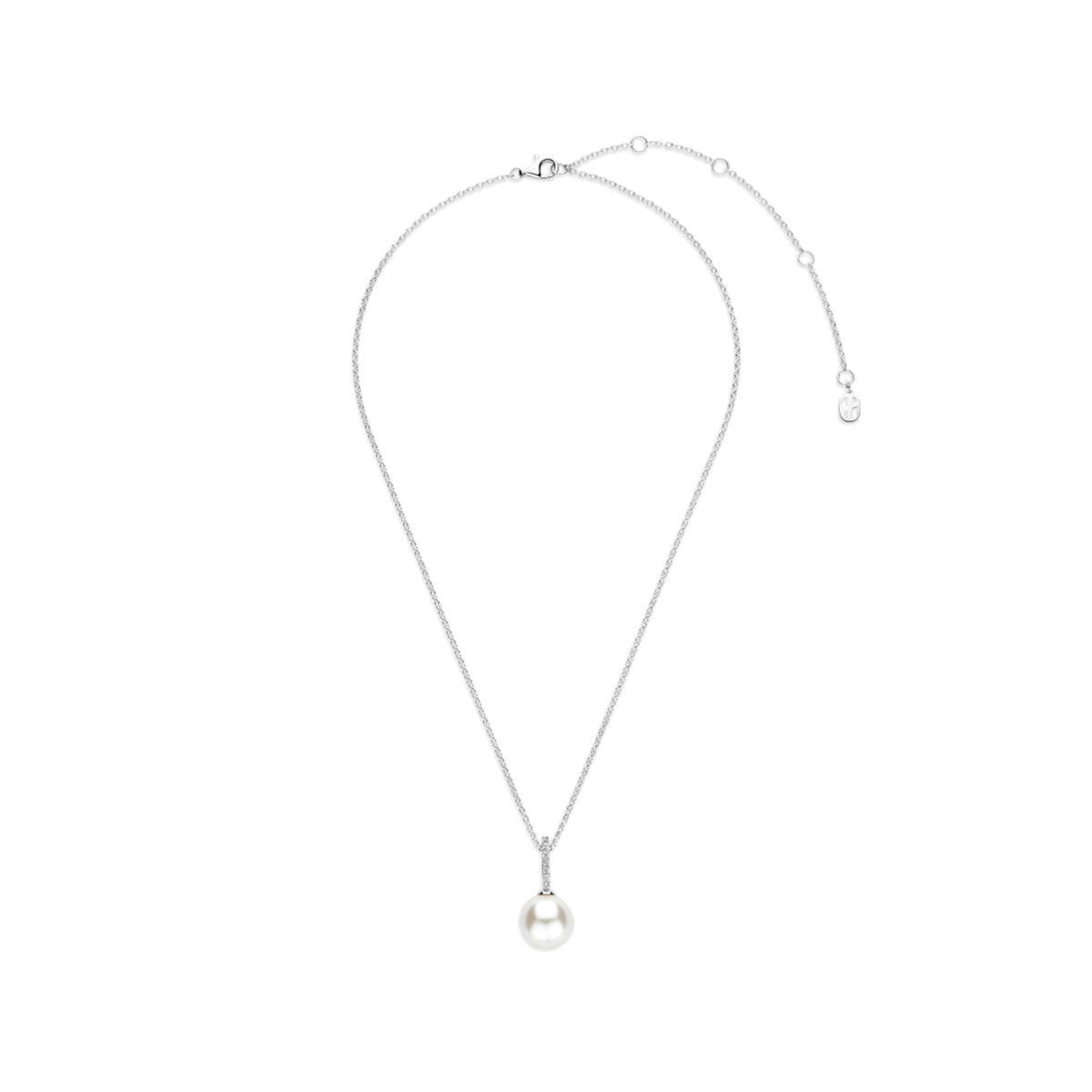 Collana pendente Ti Sento in argento zirconi e perla 12mm MISURA UNICA