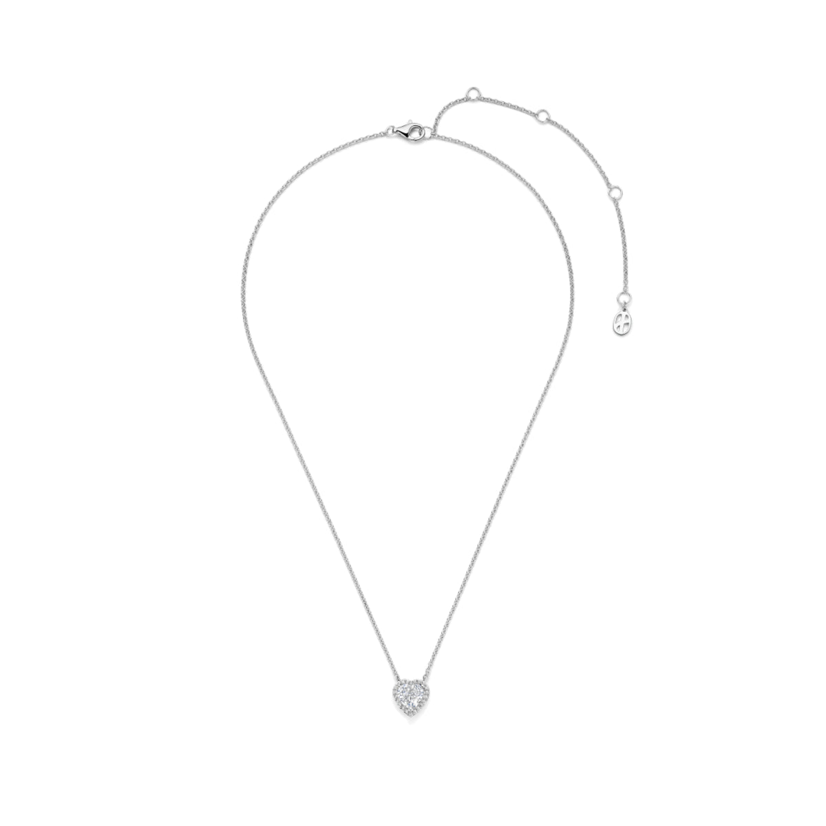 Collana catena Ti Sento in argento e zirconi forma di cuore MISURA UNICA