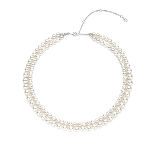 Collana doppio filo Ti Sento in argento e perle 8mm MISURA UNICA