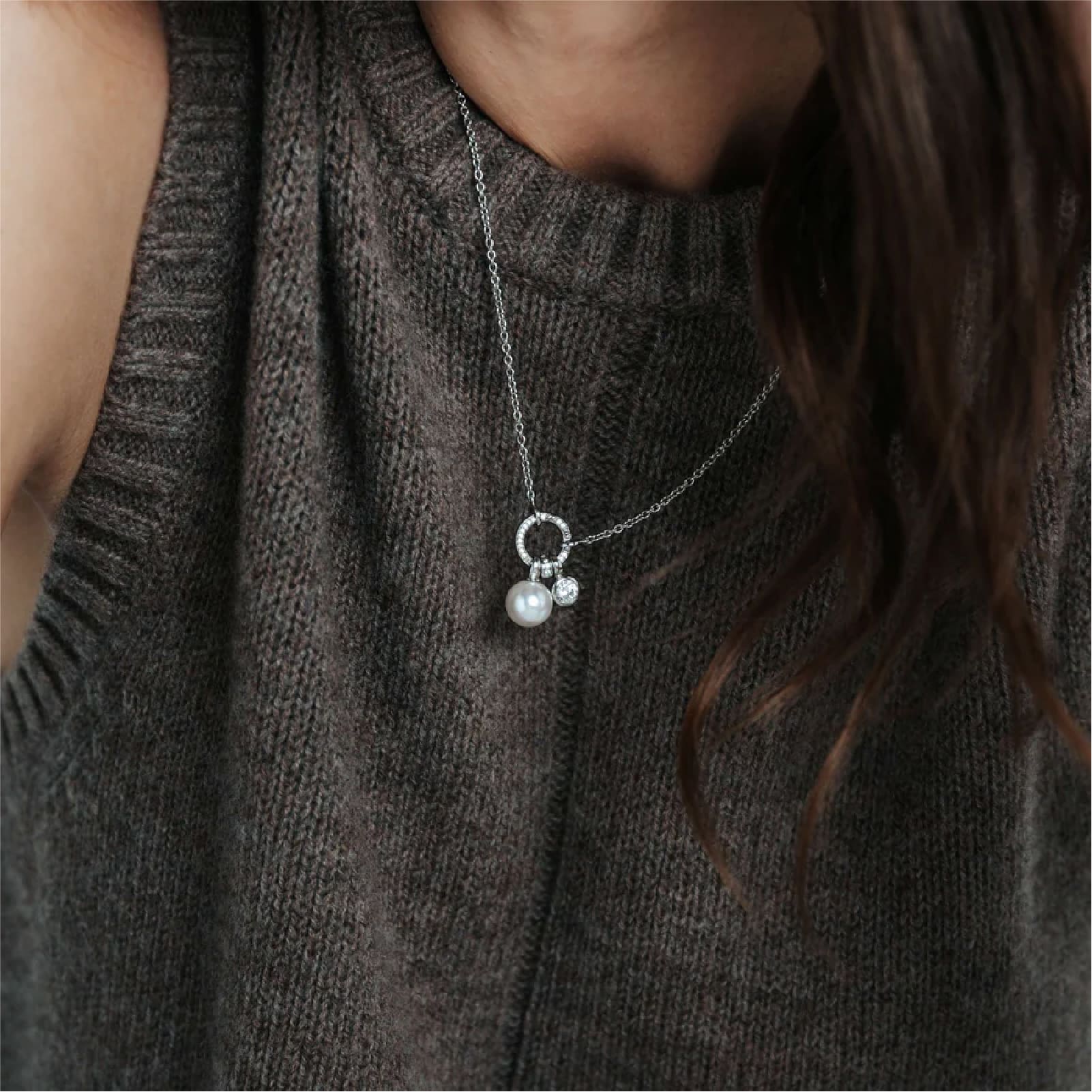 Collana TI SENTO Milano in argento cerchio pendente e charms MISURA UNICA