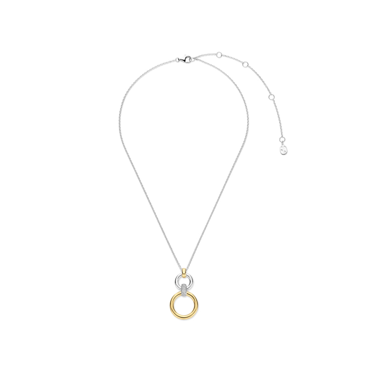 Collana pendente Ti Sento in argento e zirconi cerchi MISURA UNICA