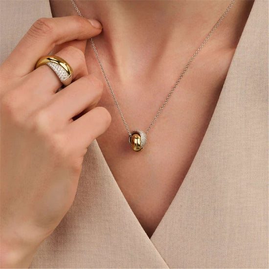 Collana TI SENTO Milano in argento cerchi intrecciati oro MISURA UNICA
