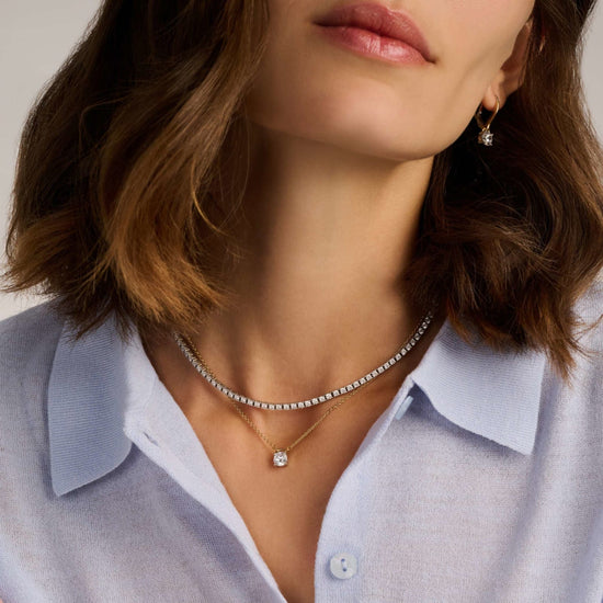 Collana punto luce Ti Sento in argento placcato oro e zircone MISURA UNICA