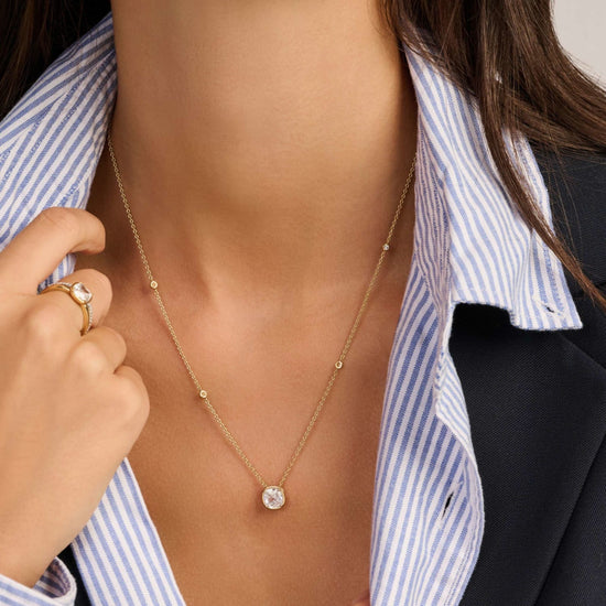 Collana catena Ti Sento in argento placcato oro e zirconi MISURA UNICA