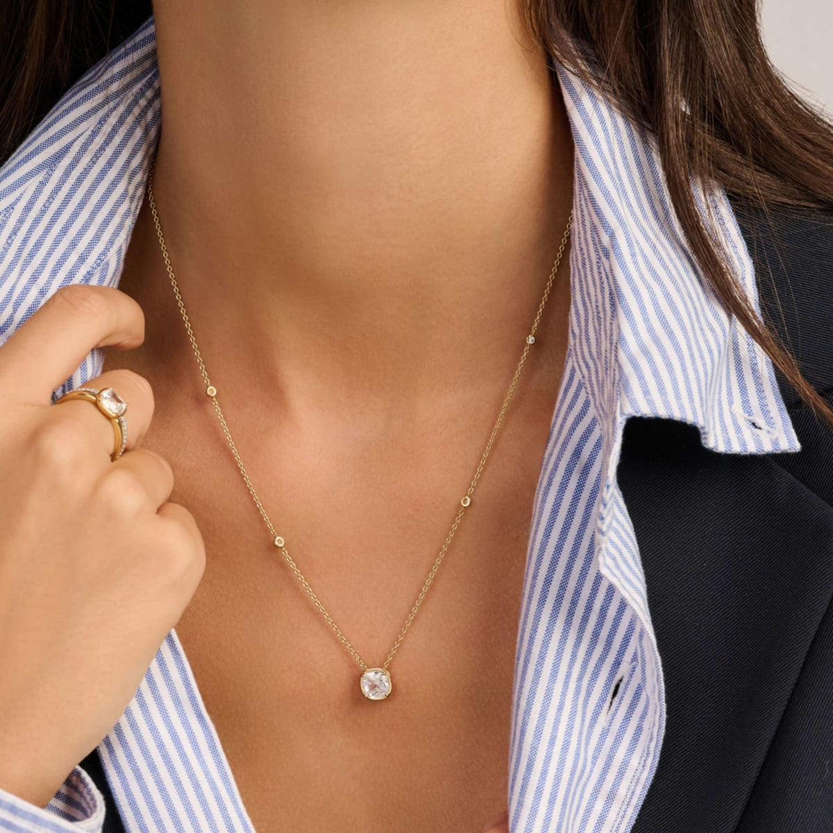 Collana catena Ti Sento in argento placcato oro e zirconi MISURA UNICA