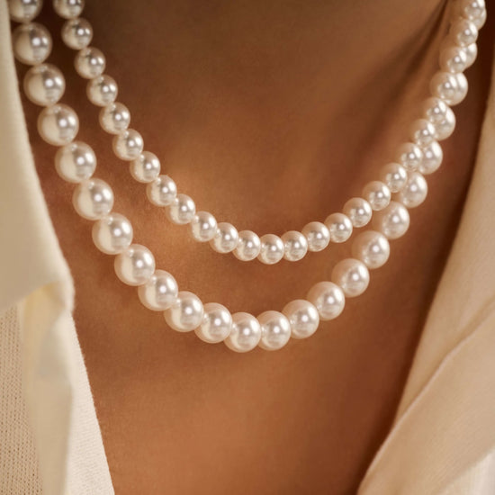 Collana doppio filo Ti Sento in argento e perle 8mm MISURA UNICA