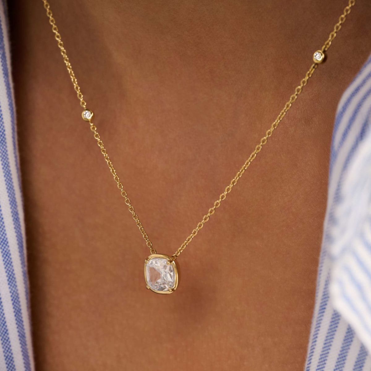 Collana catena Ti Sento in argento placcato oro e zirconi MISURA UNICA