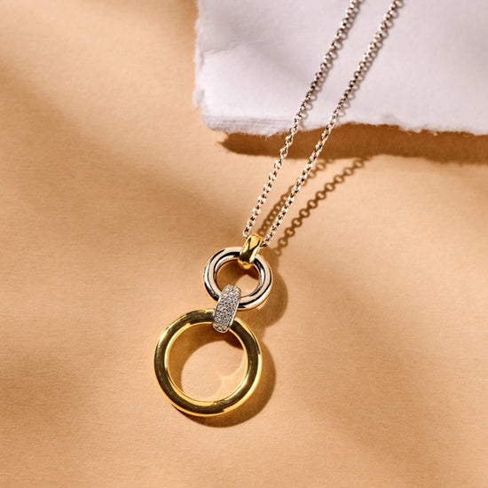 Collana pendente Ti Sento in argento e zirconi cerchi MISURA UNICA