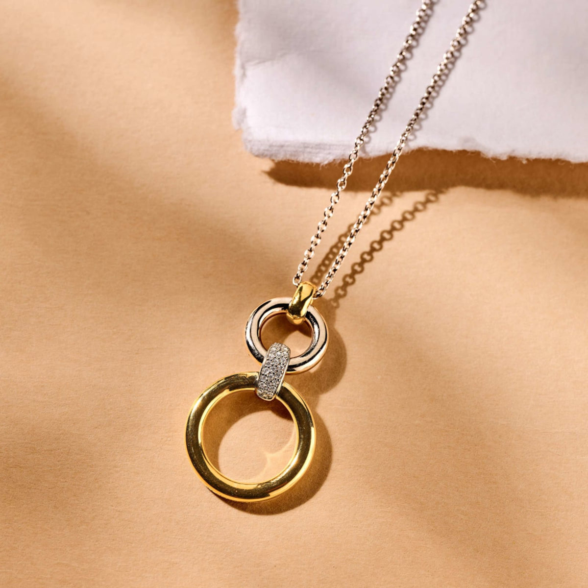 Collana pendente Ti Sento in argento e zirconi cerchi MISURA UNICA