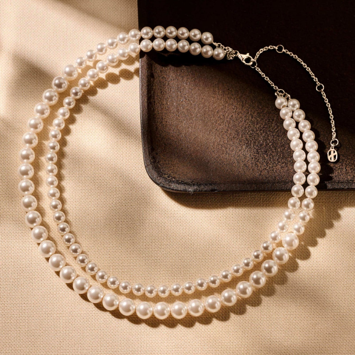 Collana doppio filo Ti Sento in argento e perle 8mm MISURA UNICA