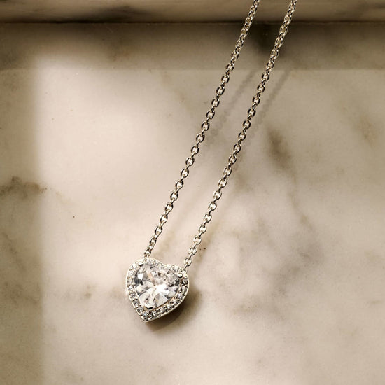 Collana catena Ti Sento in argento e zirconi forma di cuore MISURA UNICA