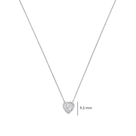 Collana catena Ti Sento in argento e zirconi forma di cuore MISURA UNICA