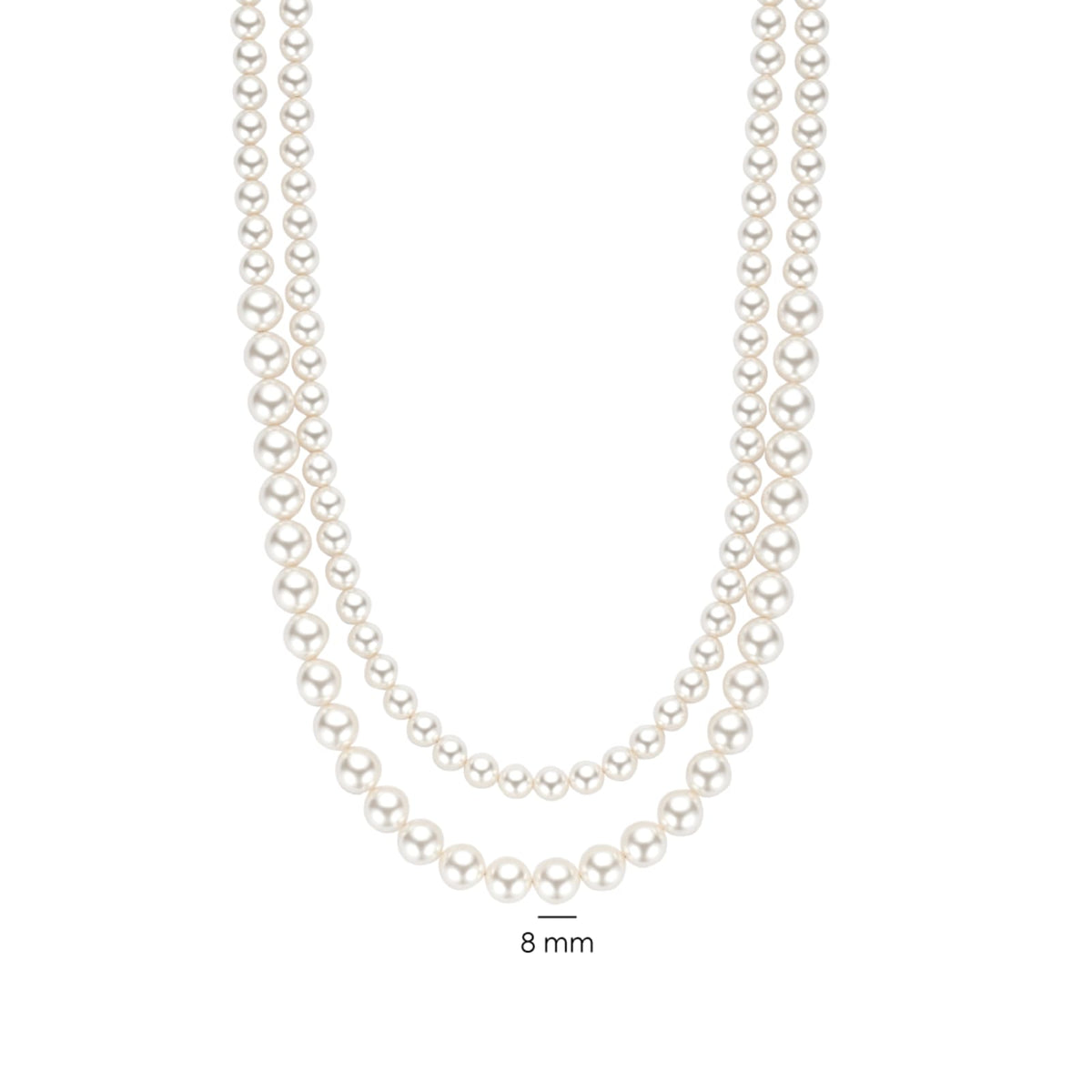 Collana doppio filo Ti Sento in argento e perle 8mm MISURA UNICA