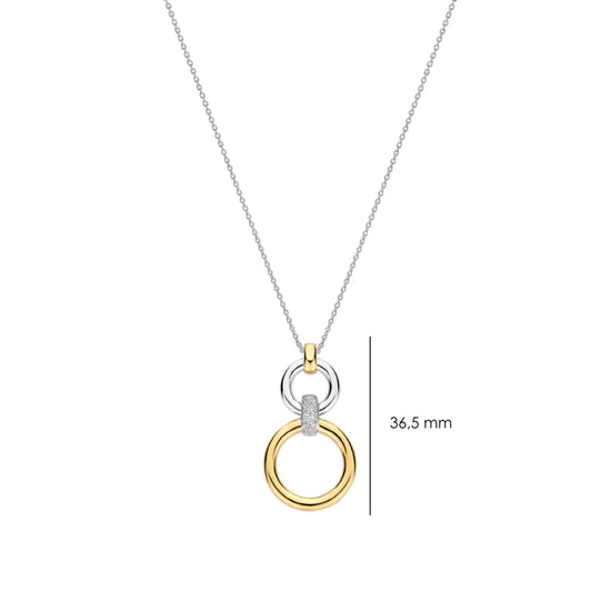 Collana pendente Ti Sento in argento e zirconi cerchi MISURA UNICA