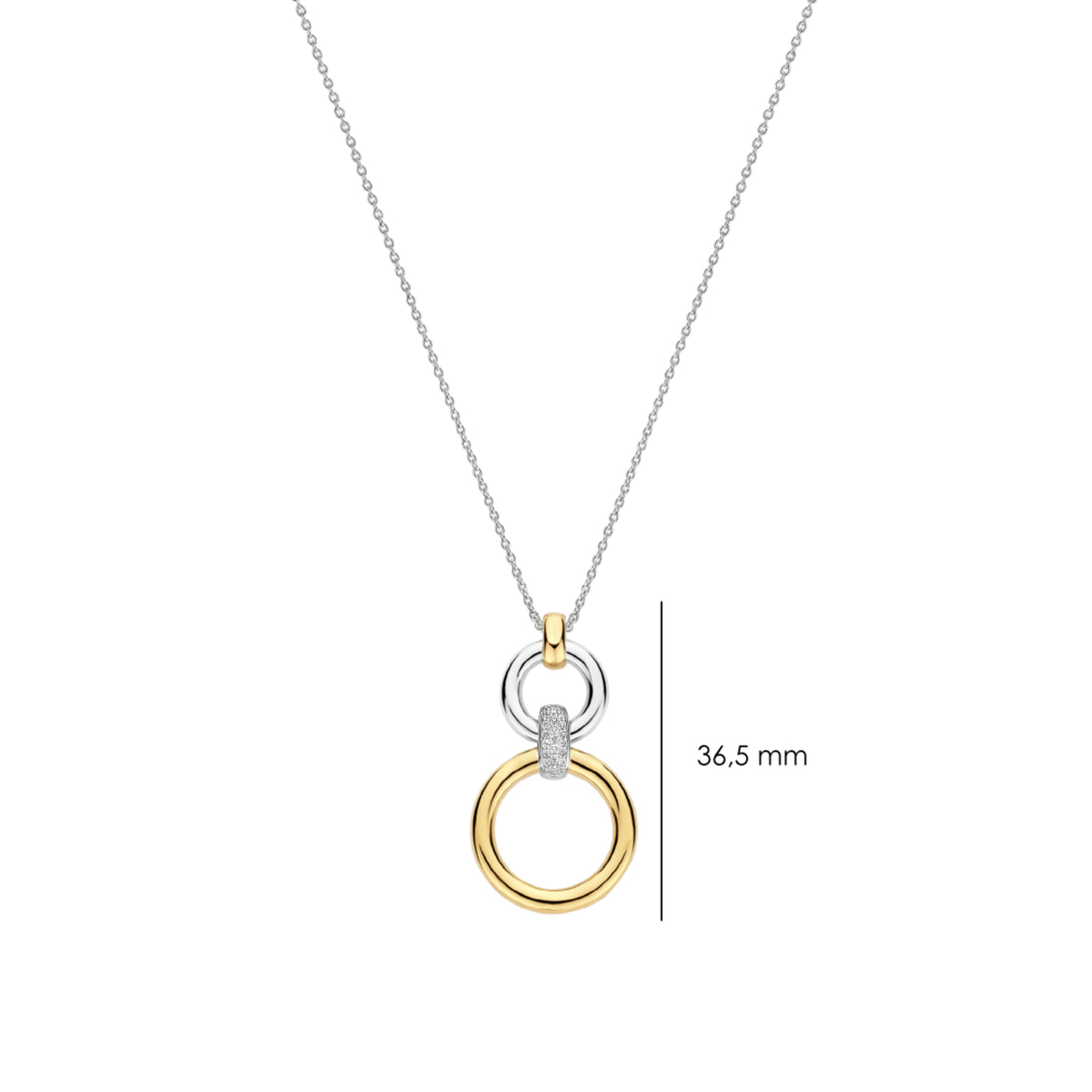 Collana pendente Ti Sento in argento e zirconi cerchi MISURA UNICA