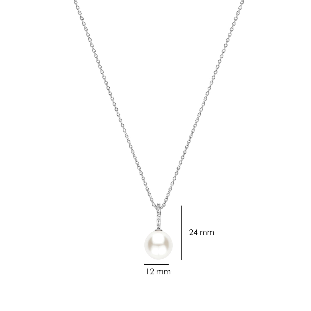 Collana pendente Ti Sento in argento zirconi e perla 12mm MISURA UNICA