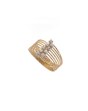 Anello da donna MagicWire Perfect con filo a spirale in oro giallo 18kt e 9 diamanti di 0,18ct 43-A-GD-01