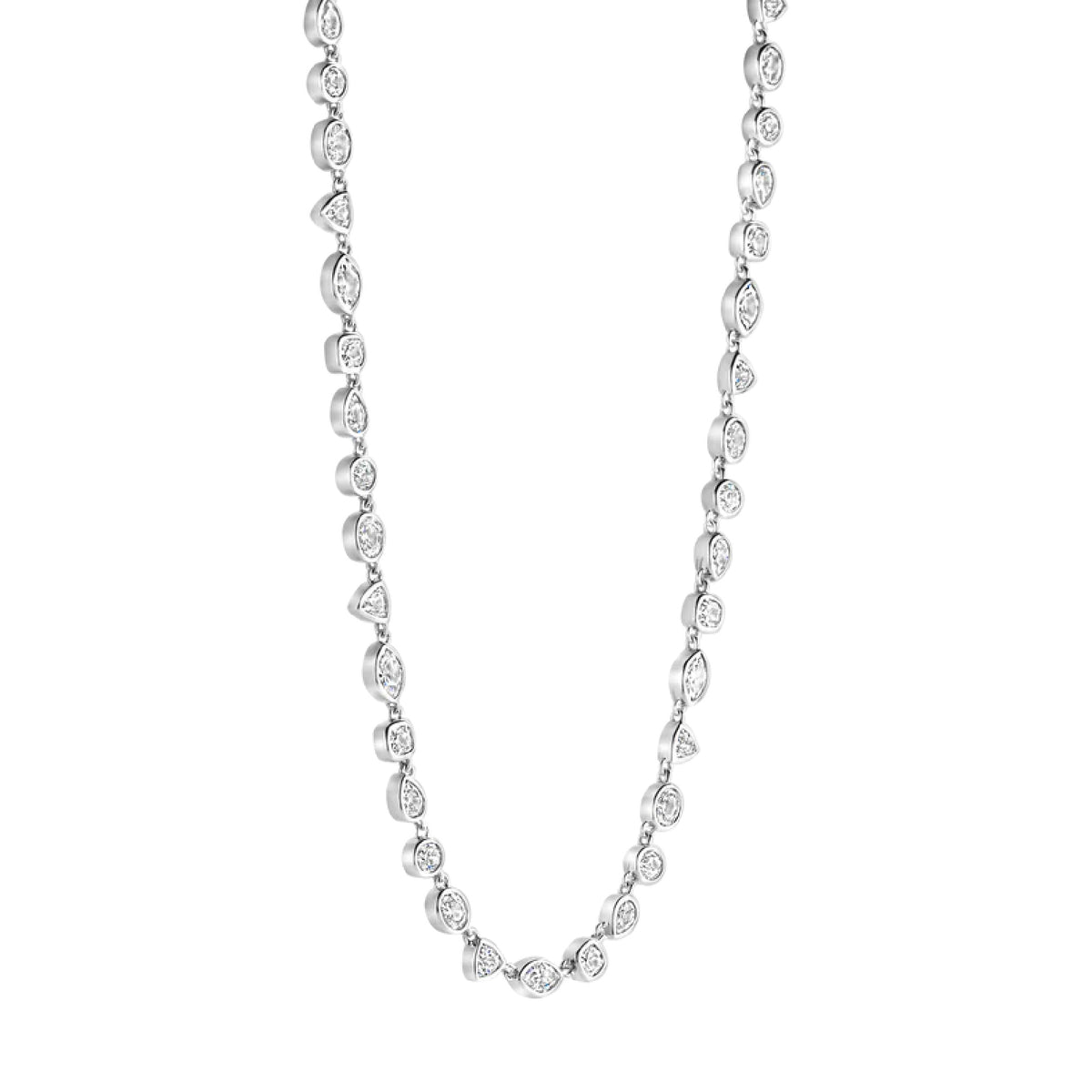Collana In Argento 925 Con Zirconi 7,50ct Cerchio Rolo 45 Cm – Nuova - Foto 5