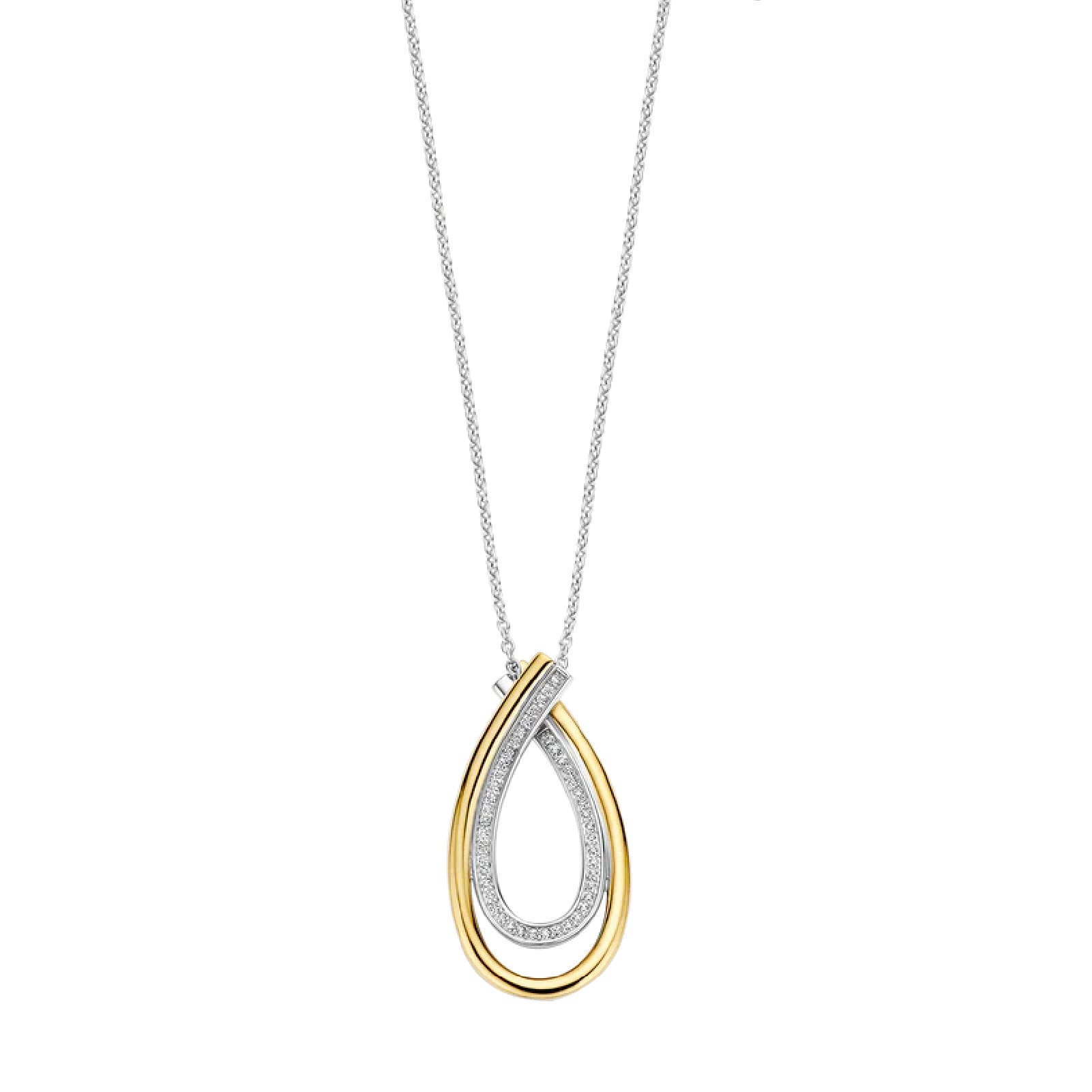 Collana TI SENTO Milano in argento ovale dorato di zirconi MISURA UNICA