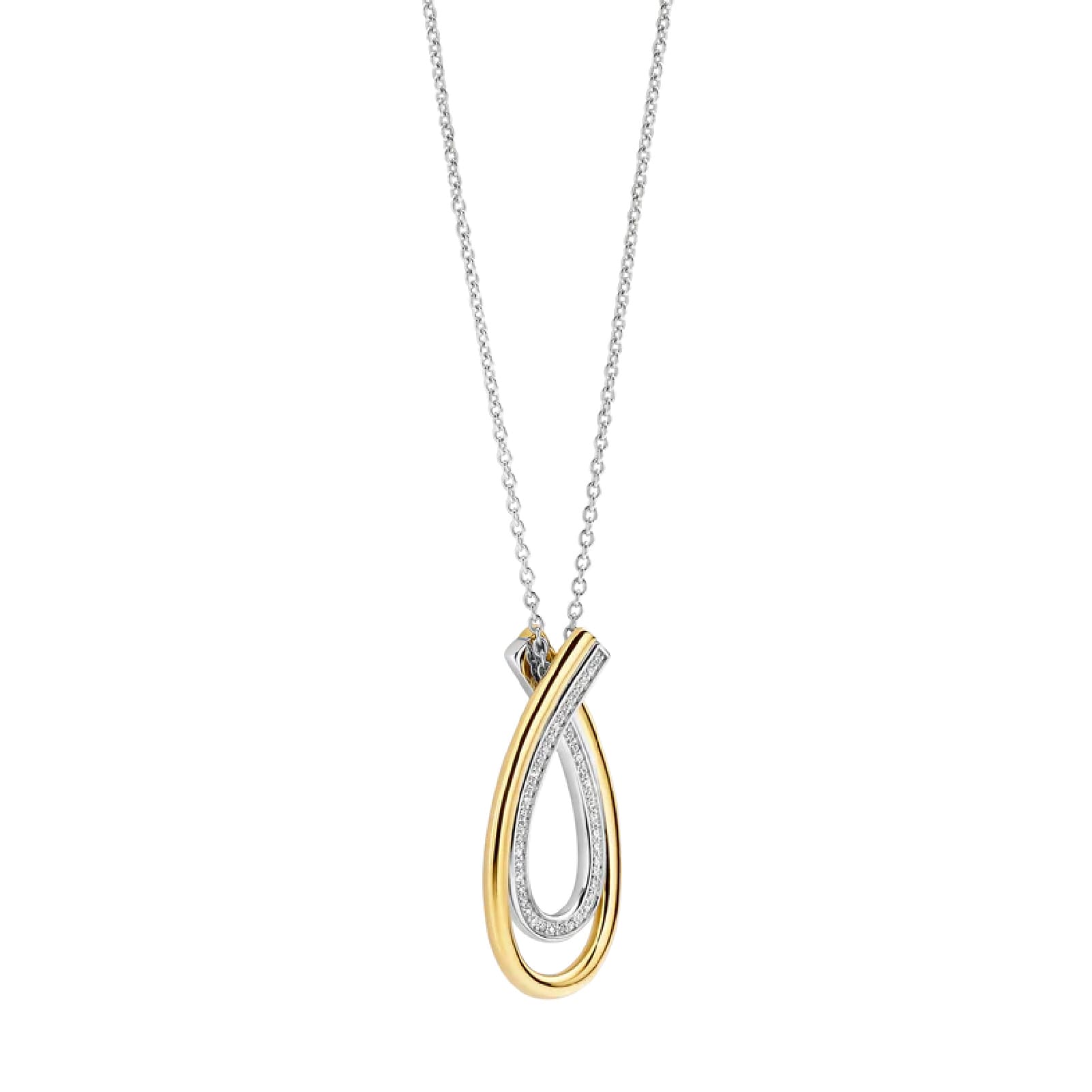 Collana TI SENTO Milano in argento ovale dorato di zirconi MISURA UNICA