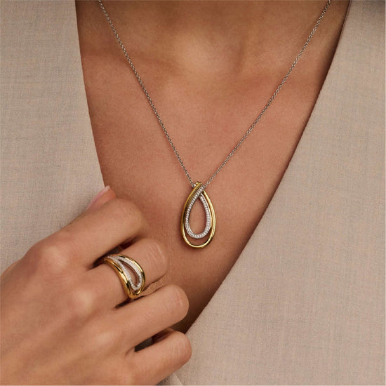 Collana TI SENTO Milano in argento ovale dorato di zirconi MISURA UNICA