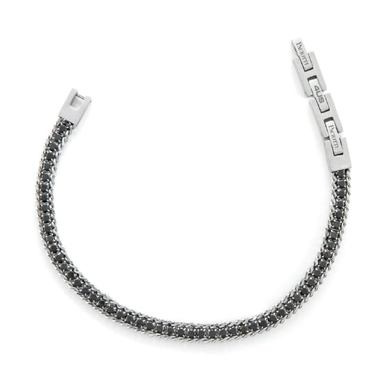 Bracciale tennis uomo 4US Cesare Paciotti in acciaio con zirconi neri di 3mm 4UBR6348-1