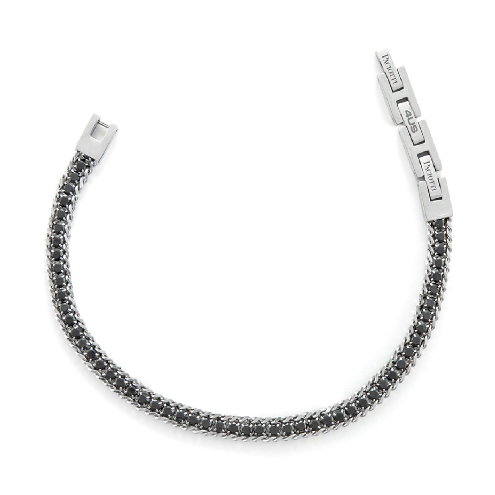 Bracciale tennis uomo 4US Cesare Paciotti in acciaio con zirconi neri di 3mm 4UBR6348-1