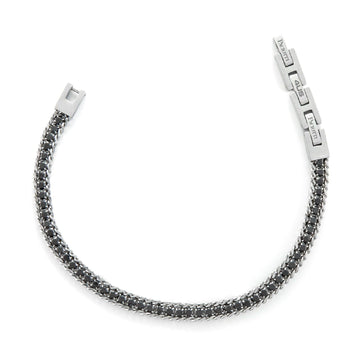Bracciale tennis uomo 4US Cesare Paciotti in acciaio con zirconi neri di 3mm 4UBR6348-1