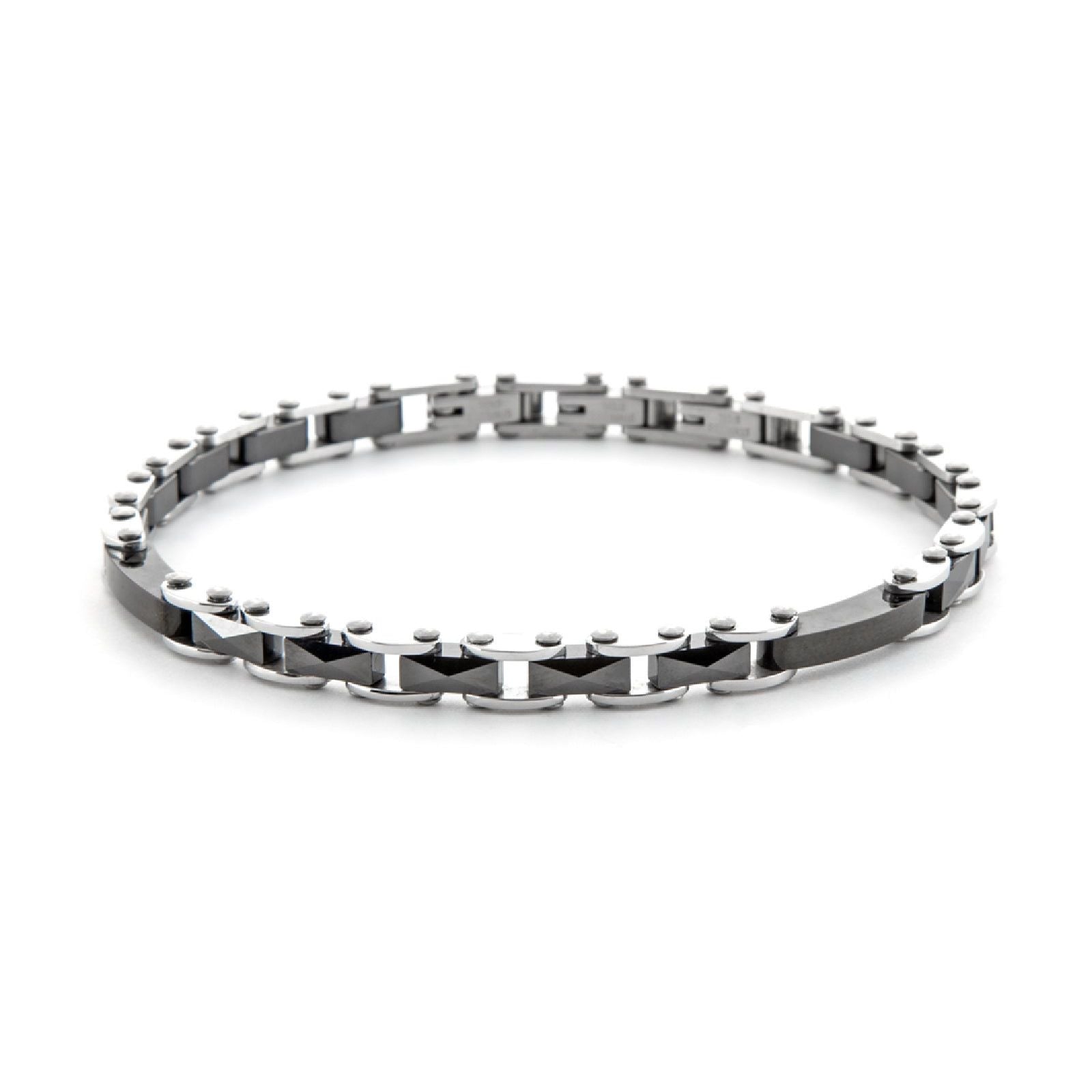 Bracciale uomo 4US Cesare Paciotti in acciaio con ceramica nera 4UBR6370-1