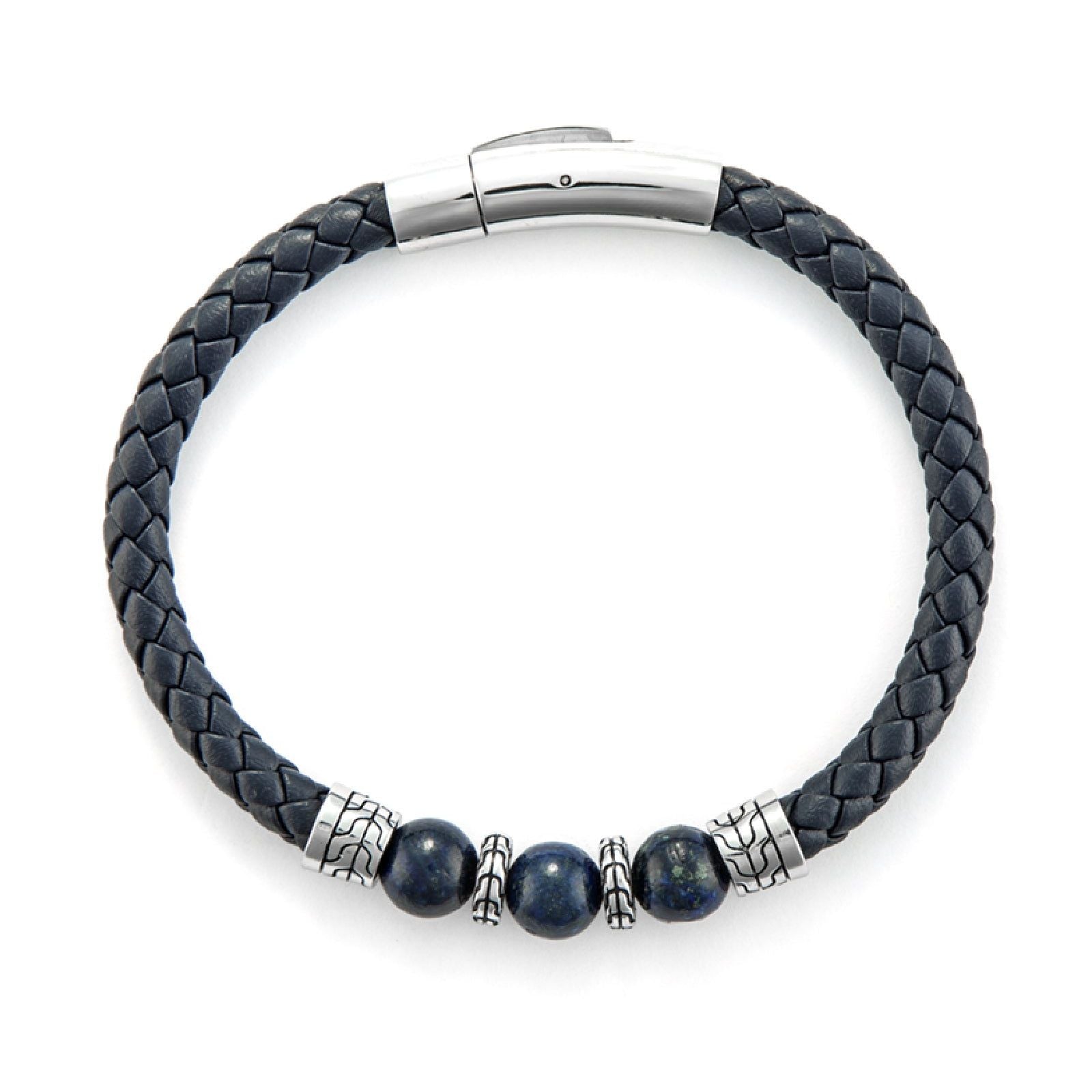 Bracciale uomo 4US Cesare Paciotti pelle e acciaio con sfere di lapis blu 4UBR6384-1