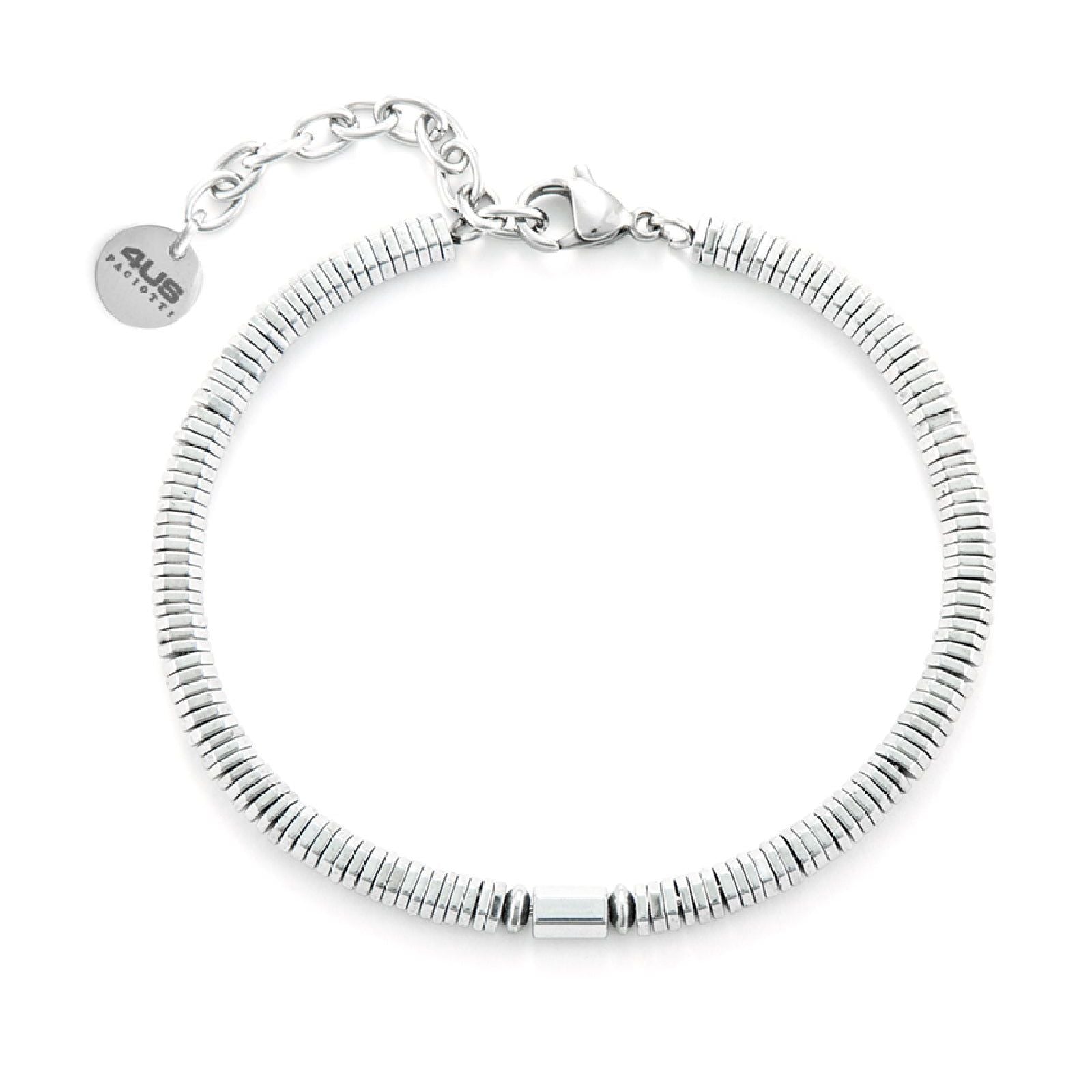 Bracciale uomo 4US Cesare Paciotti in acciaio con ematite chiara 4UBR6418-1
