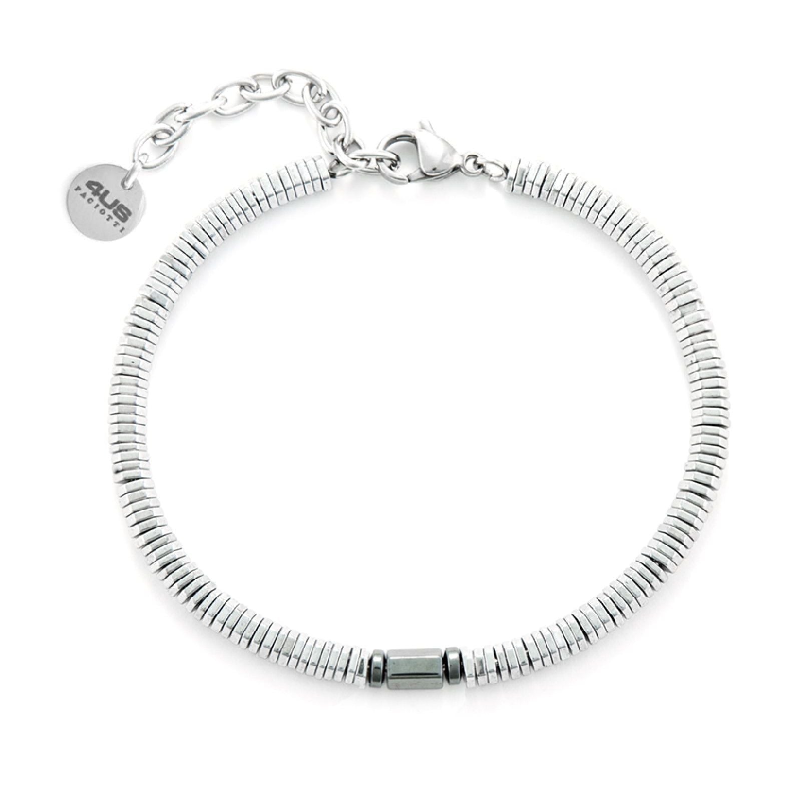 Bracciale uomo 4US Cesare Paciotti in acciaio con ematite chiara e scura 4UBR6419-1
