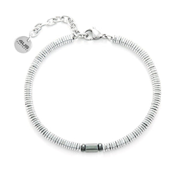 Bracciale uomo 4US Cesare Paciotti in acciaio con ematite chiara e scura 4UBR6419-1