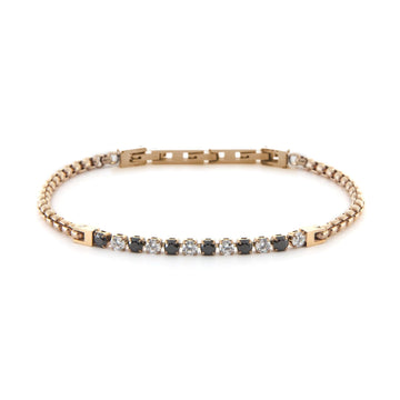 Bracciale uomo 4US Cesare Paciotti in acciaio oro maglie tonde zirconi neri e bianchi 4UBR6433-1