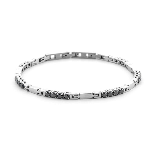 Bracciale uomo 4US Cesare Paciotti in acciaio maglie rettangolari zirconi neri 4UBR6441-1