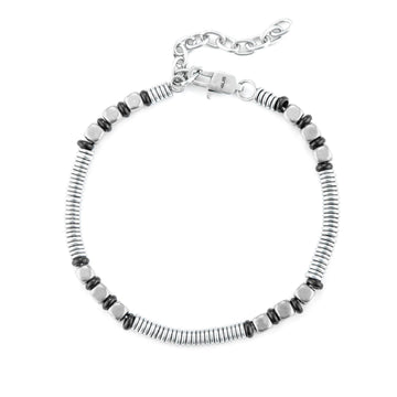 Bracciale 4US Cesare Paciotti uomo in acciaio con ematite nere e argentate 4UBR6728-1