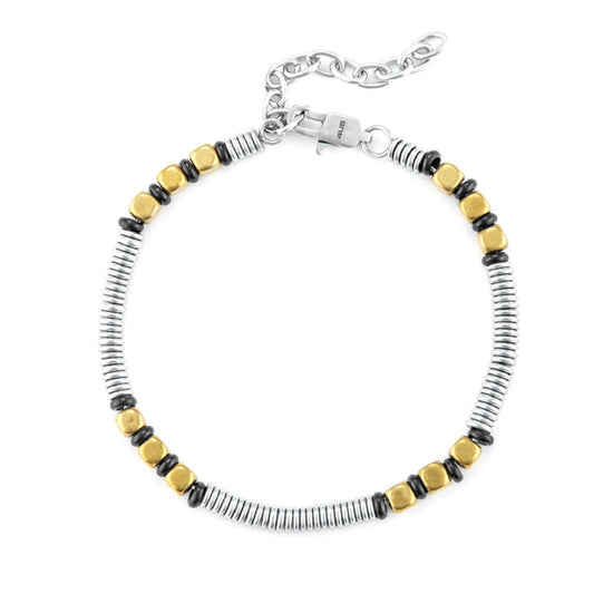 Bracciale 4US Cesare Paciotti uomo in acciaio con ematite ora e argento 4UBR6729-1