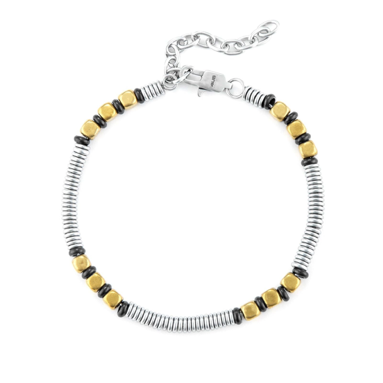 Bracciale 4US Cesare Paciotti uomo in acciaio con ematite ora e argento 4UBR6729-1