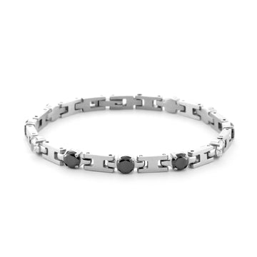 Bracciale 4US Cesare Paciotti uomo in acciaio con zirconi neri e bianchi 4UBR6735-1