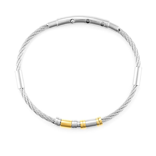 Bracciale rigido 4US Cesare Paciotti uomo in acciaio con dettagli oro 4UBR6740-1