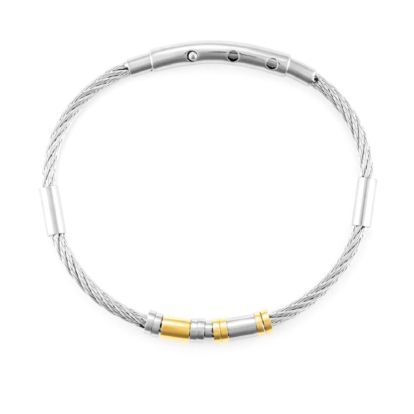 Bracciale rigido 4US Cesare Paciotti uomo in acciaio con dettagli oro 4UBR6740-1