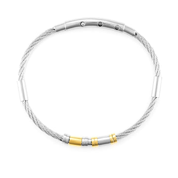 Bracciale rigido 4US Cesare Paciotti uomo in acciaio con dettagli oro 4UBR6740-1