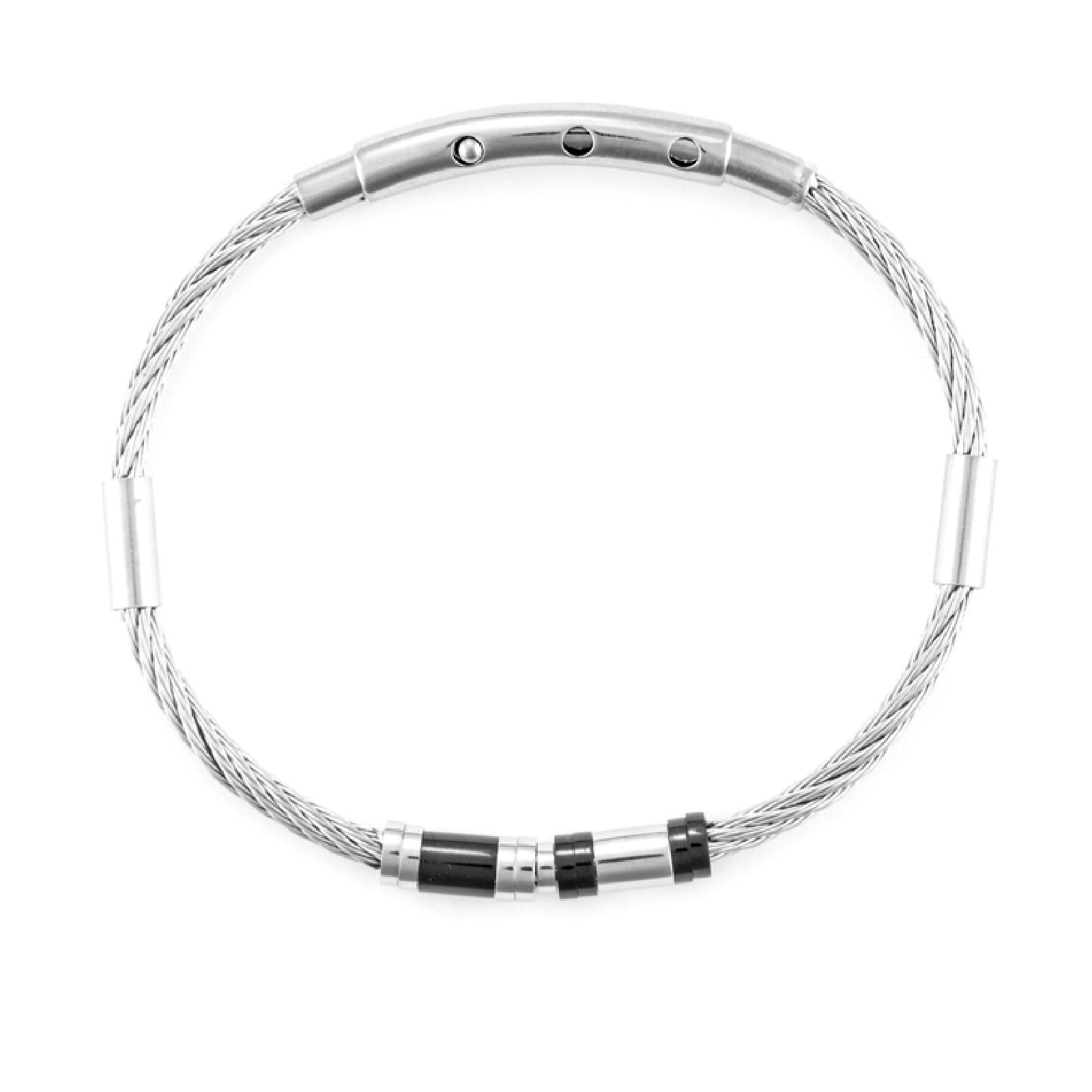 Bracciale rigido 4US Cesare Paciotti uomo in acciaio con dettagli neri 4UBR6741-1