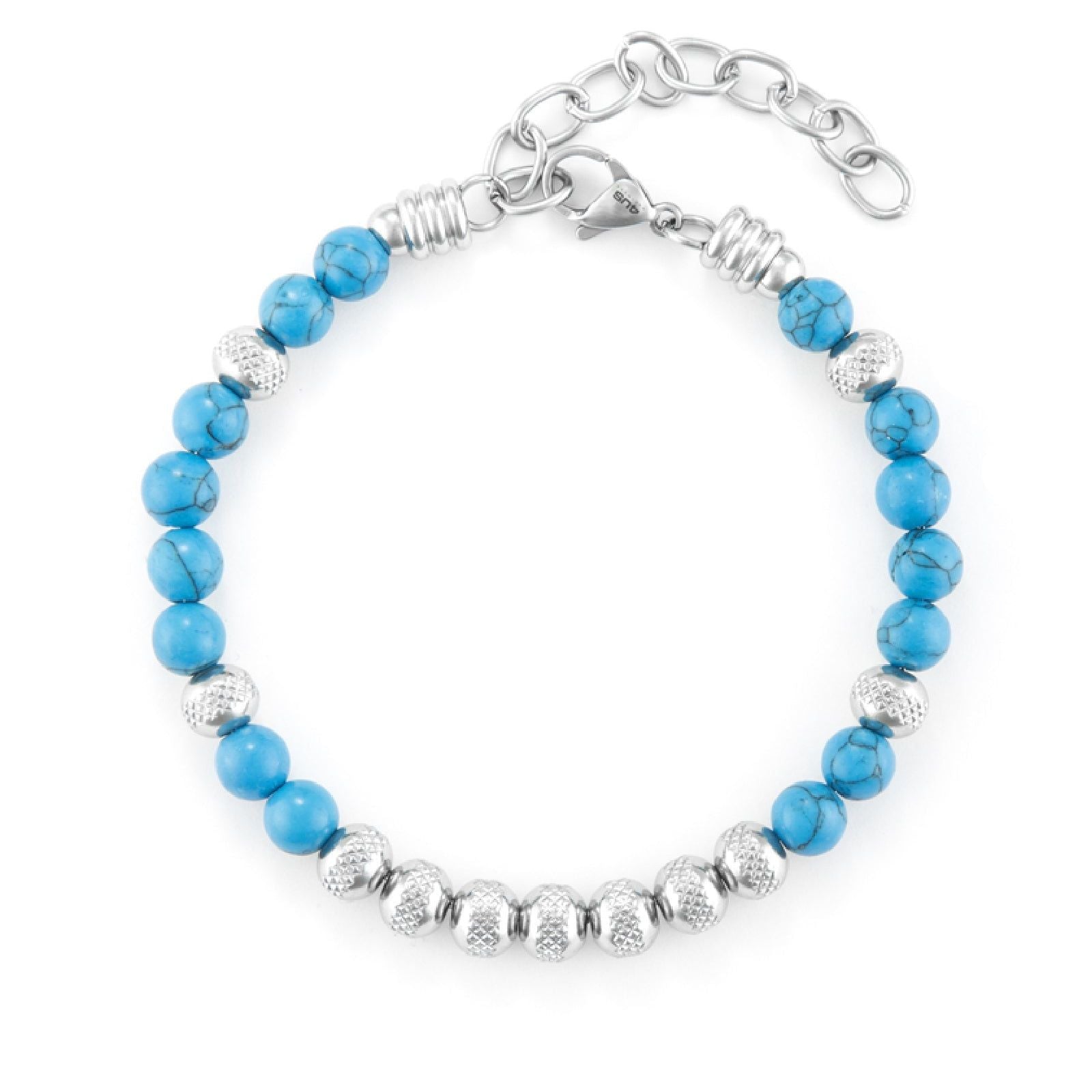 Bracciale con pietre 4US Cesare Paciotti uomo acciaio pietre e turchese 4UBR6750-1