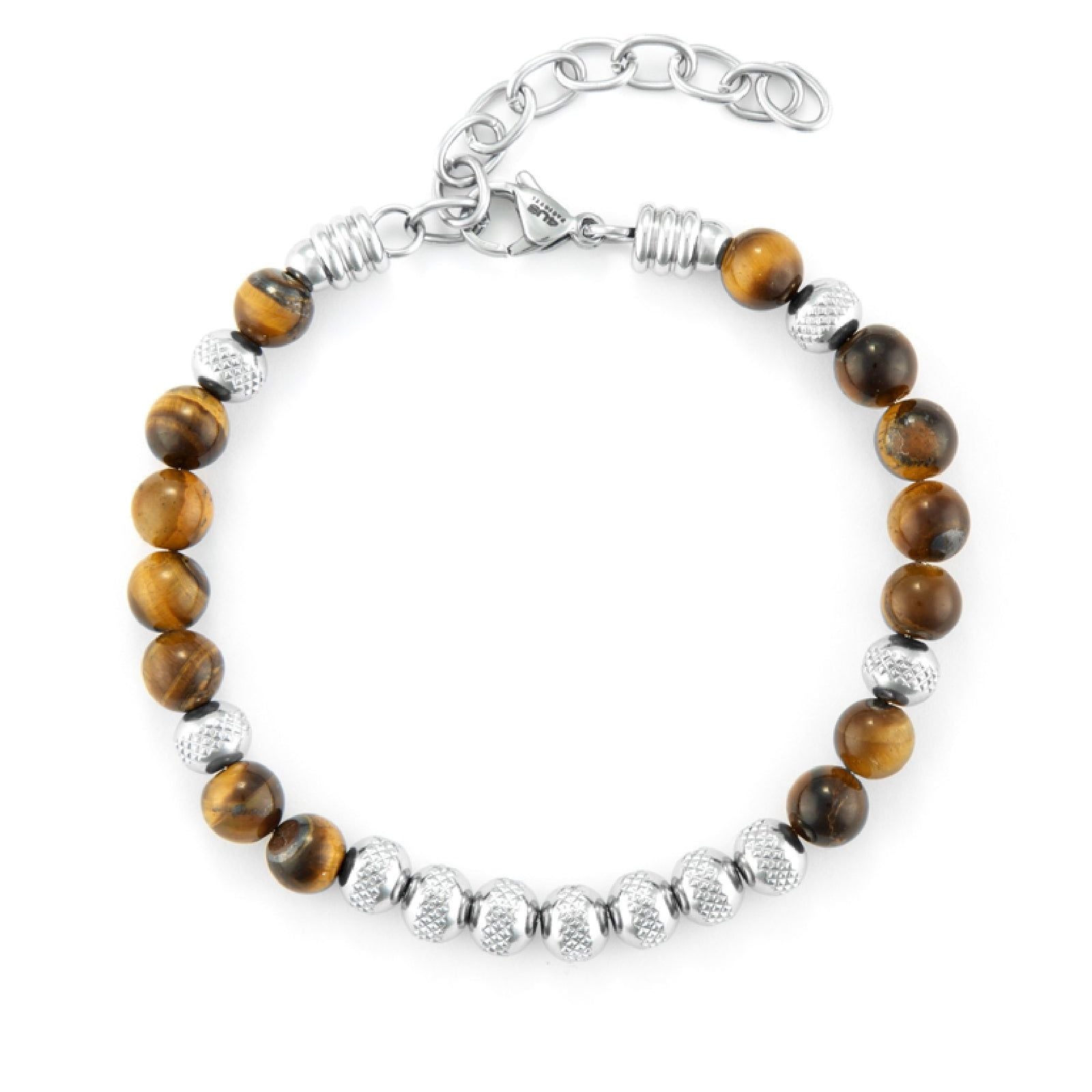 Bracciale pietre 4US Cesare Paciotti uomo acciaio pietre occhio di tigre alternate 4UBR6751-1