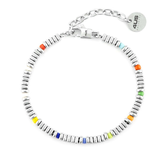 Bracciale con pietre 4US Cesare Paciotti uomo acciaio con vetro multicolor 4UBR6770-1